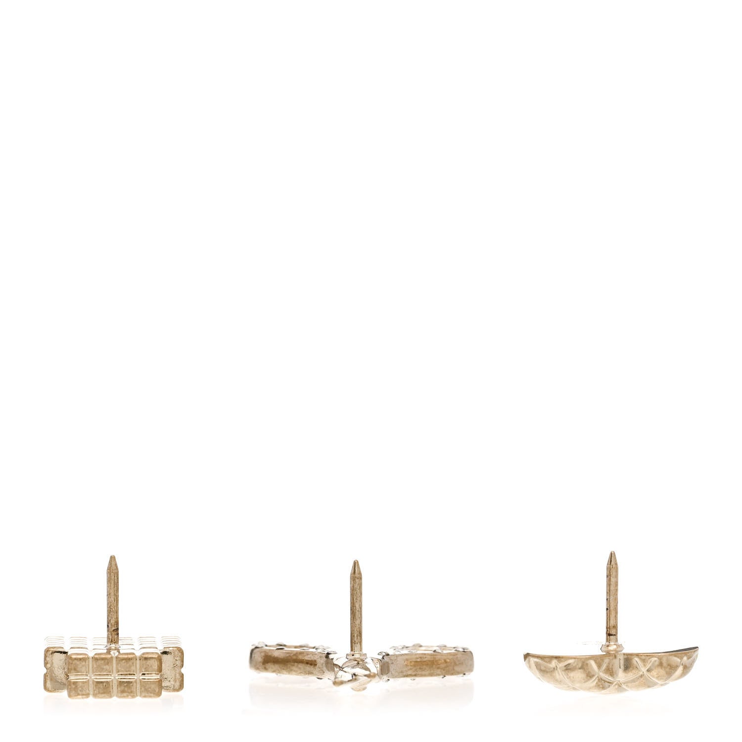 Chanel Metal Strass Crystal Quilted CC Heart Scissors Perfume Brooch Set Gold 4 of 6