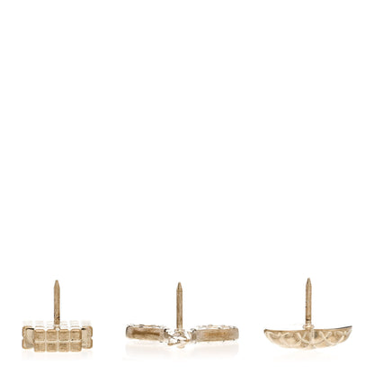 Chanel Metal Strass Crystal Quilted CC Heart Scissors Perfume Brooch Set Gold 4 of 6