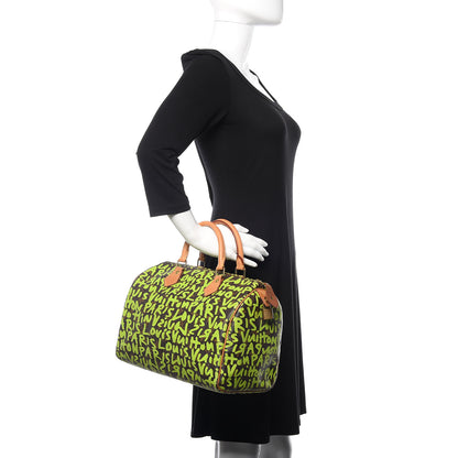 Louis Vuitton Monogram Graffiti Speedy 30 Green 2 of 16