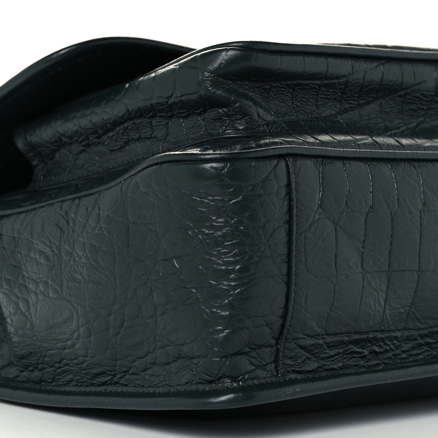 Saint Laurent Crocodile Embossed Calfskin Monogram Medium Niki Chain Satchel Algea 10 of 11