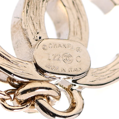 Chanel Metal Crystal CC Chain Cuff Earrings Gold 4 of 4