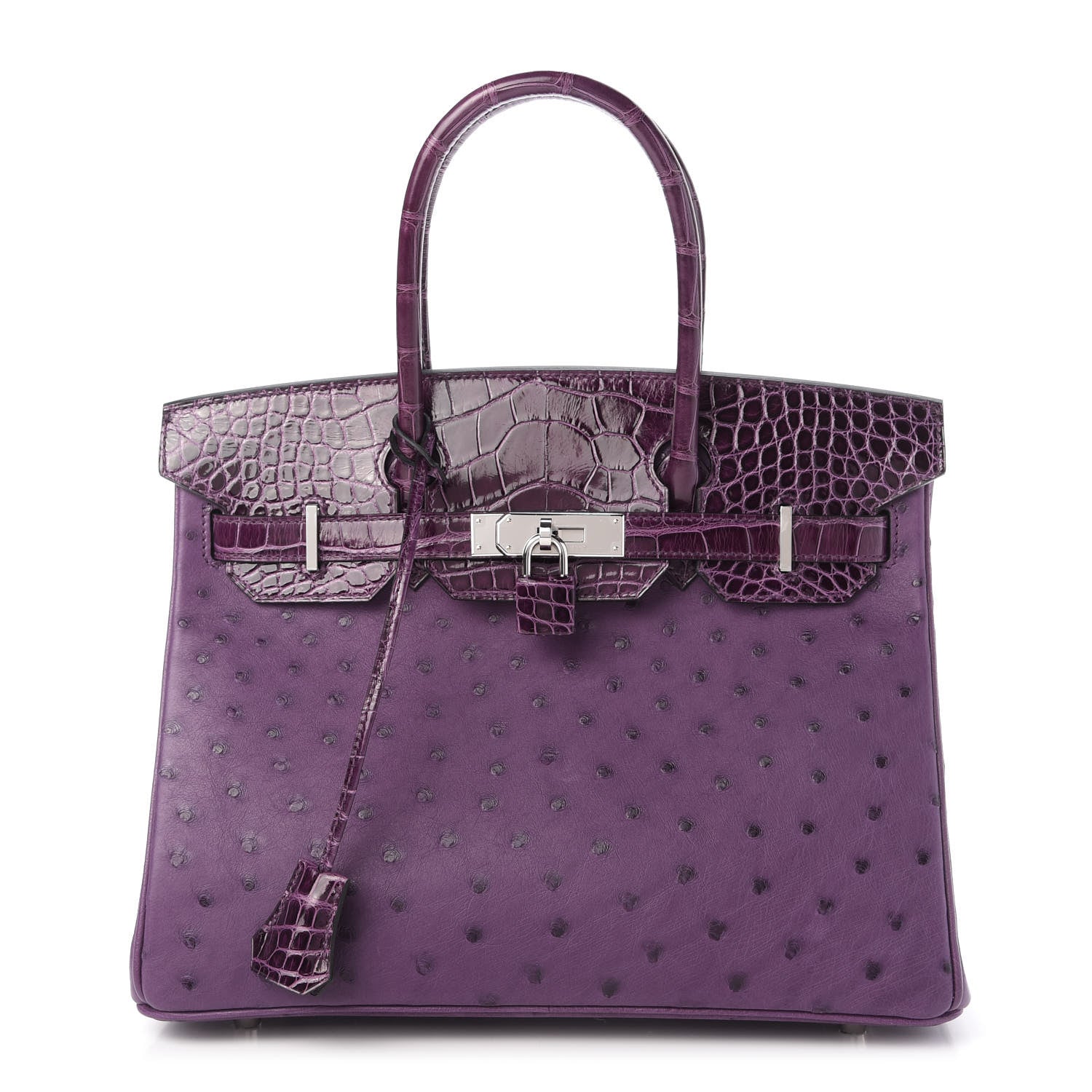 Hermes Ostrich Shiny Alligator Birkin Touch 30 Violine 1 of 34