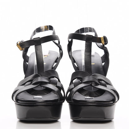 Saint Laurent Calfskin Tribute 75 Platform Sandals 39 Black 2 of 7