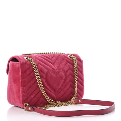 Gucci Velvet Matelasse Small GG Marmont Shoulder Bag Light Raspberry Rose 3 of 11