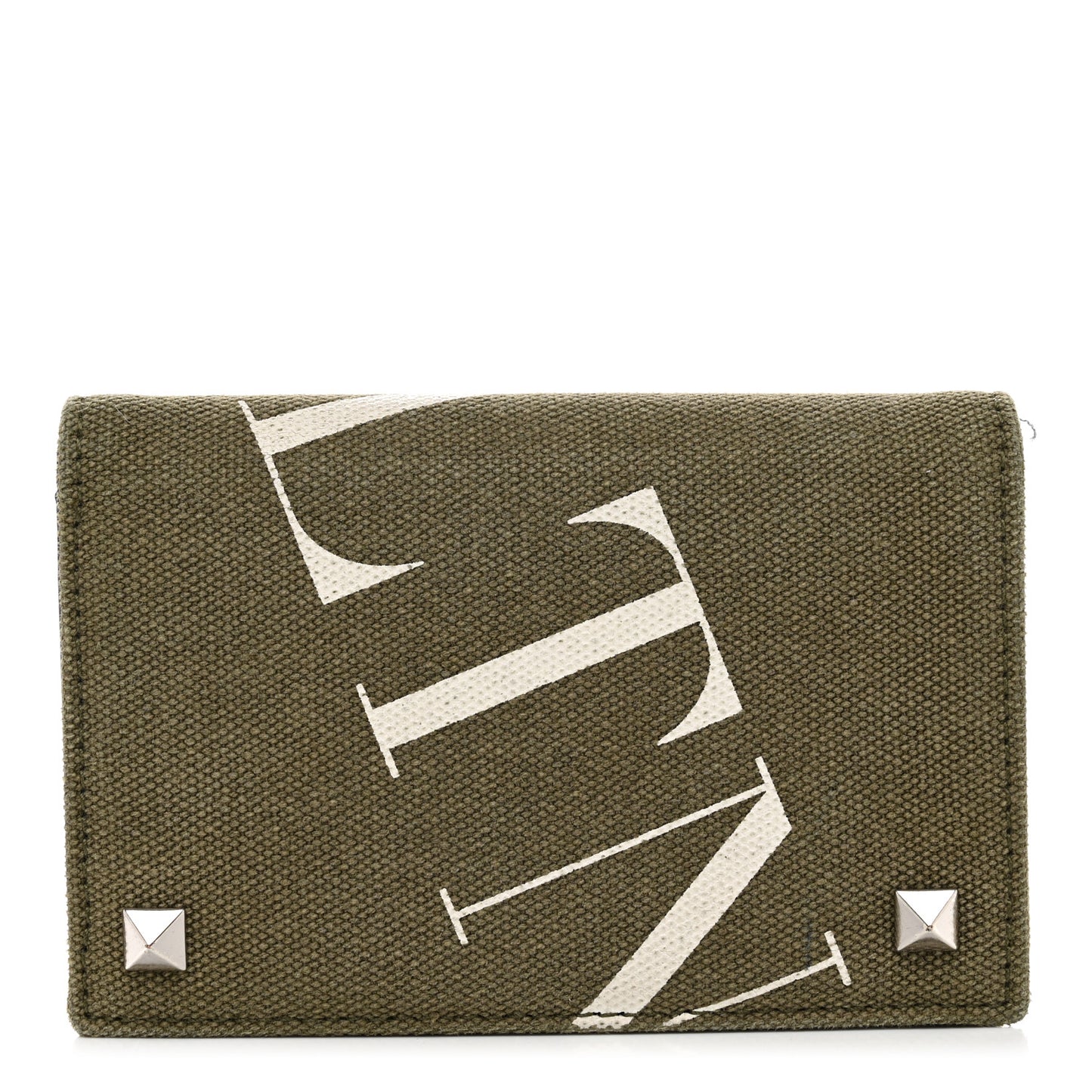 Canvas Rockstud VLTN Bi-Fold Wallet Olive