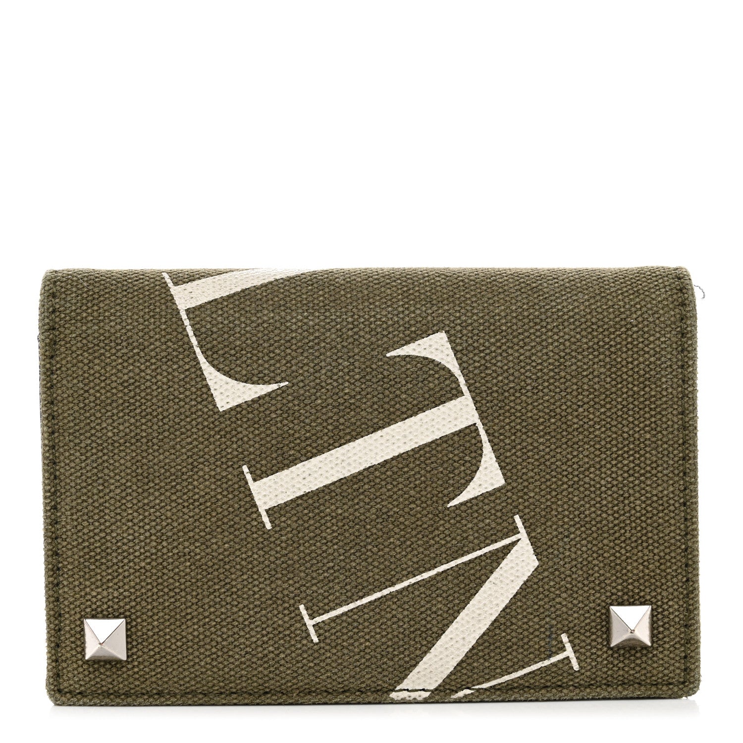 Valentino Garavani Canvas Rockstud VLTN Bi-Fold Wallet Olive 1 of 11