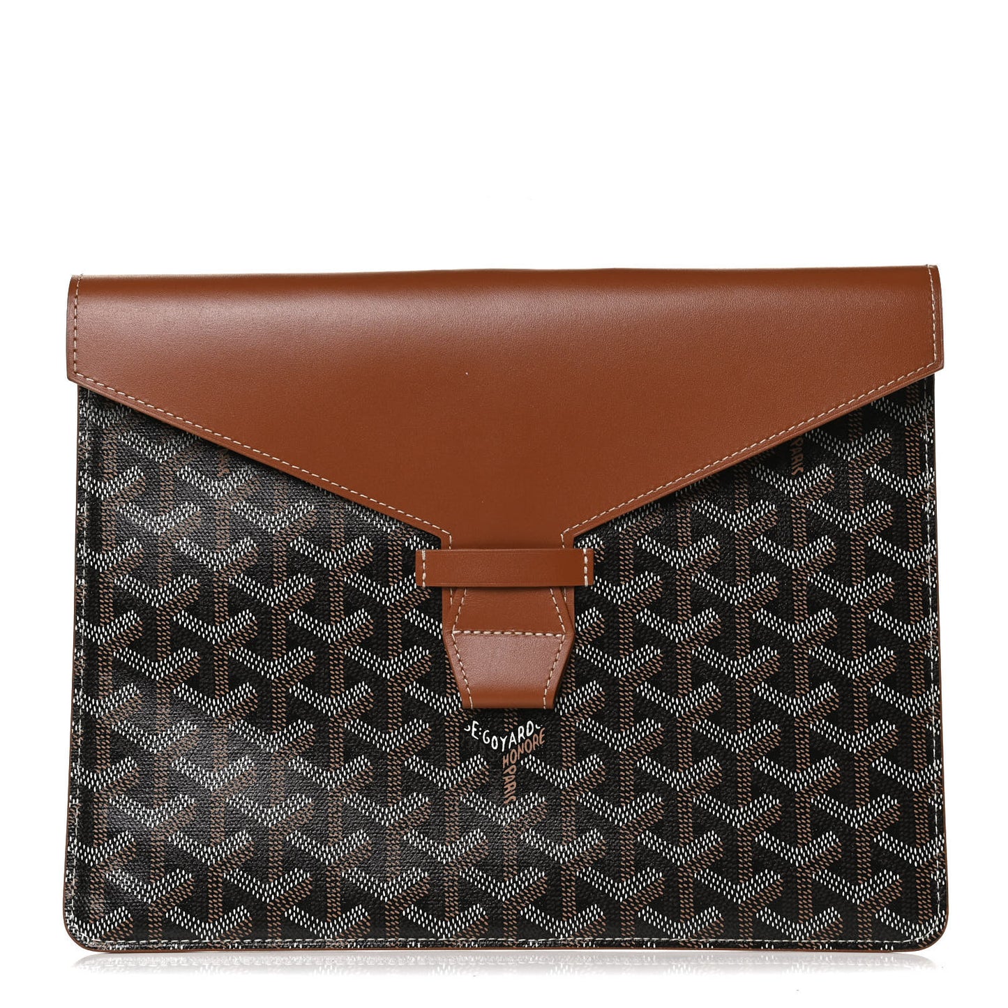 Goyardine Commando Envelope 2 Flat Large Pouch Black Gold
