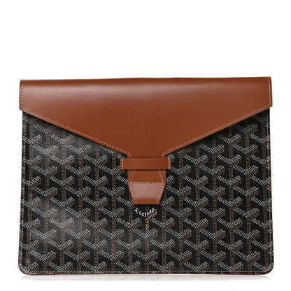 Goyard Goyardine Commando Envelope 2 Flat Large Pouch Black Gold 1 of 9