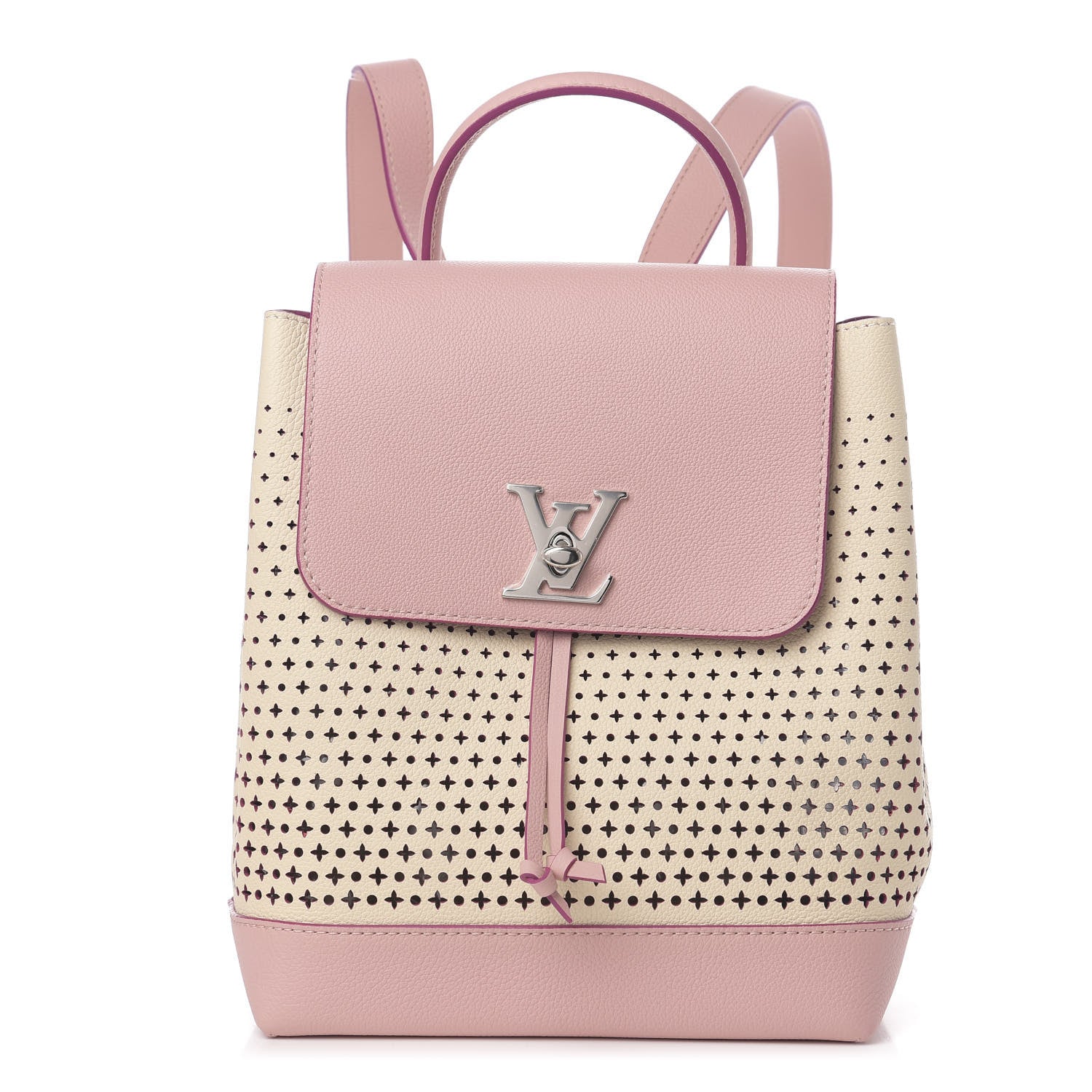 Louis Vuitton Perforated Calfskin Lockme Backpack Rose Poudre Creme 1 of 9
