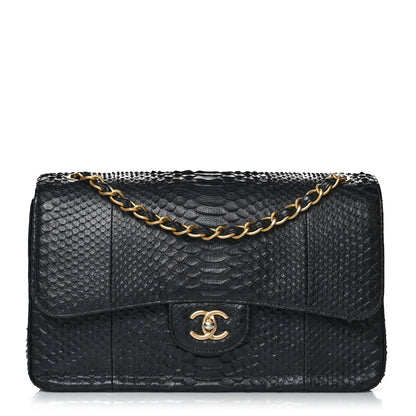 Chanel Snakeskin Jumbo Double Flap Black 1 of 14
