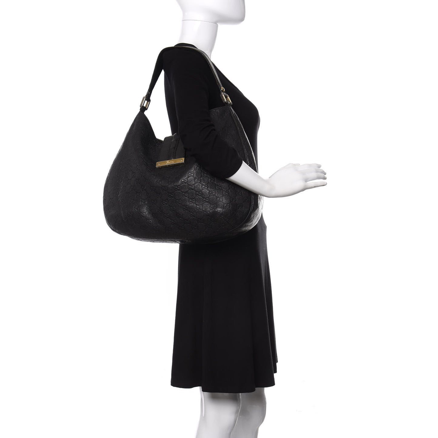 Guccissima Large New Ladies Web Hobo Black