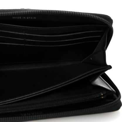 Chanel Lambskin Quilted Boy Zip Around Wallet Black 5 of 9