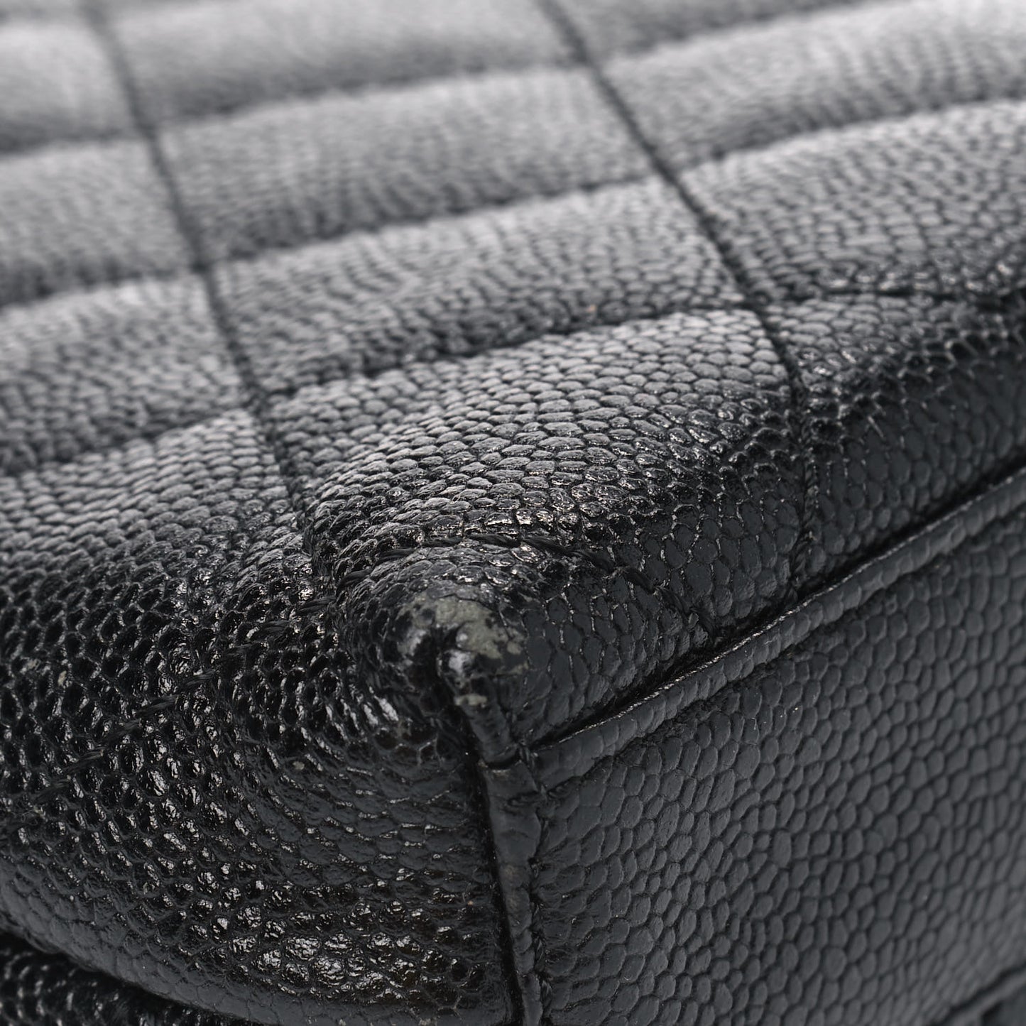 Caviar Quilted Flap Clutch Black