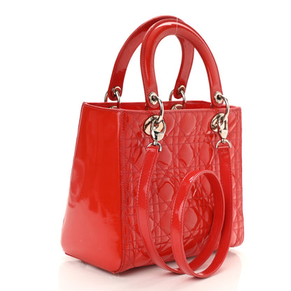 Christian Dior Patent Cannage Medium Lady Dior Red 3 of 12