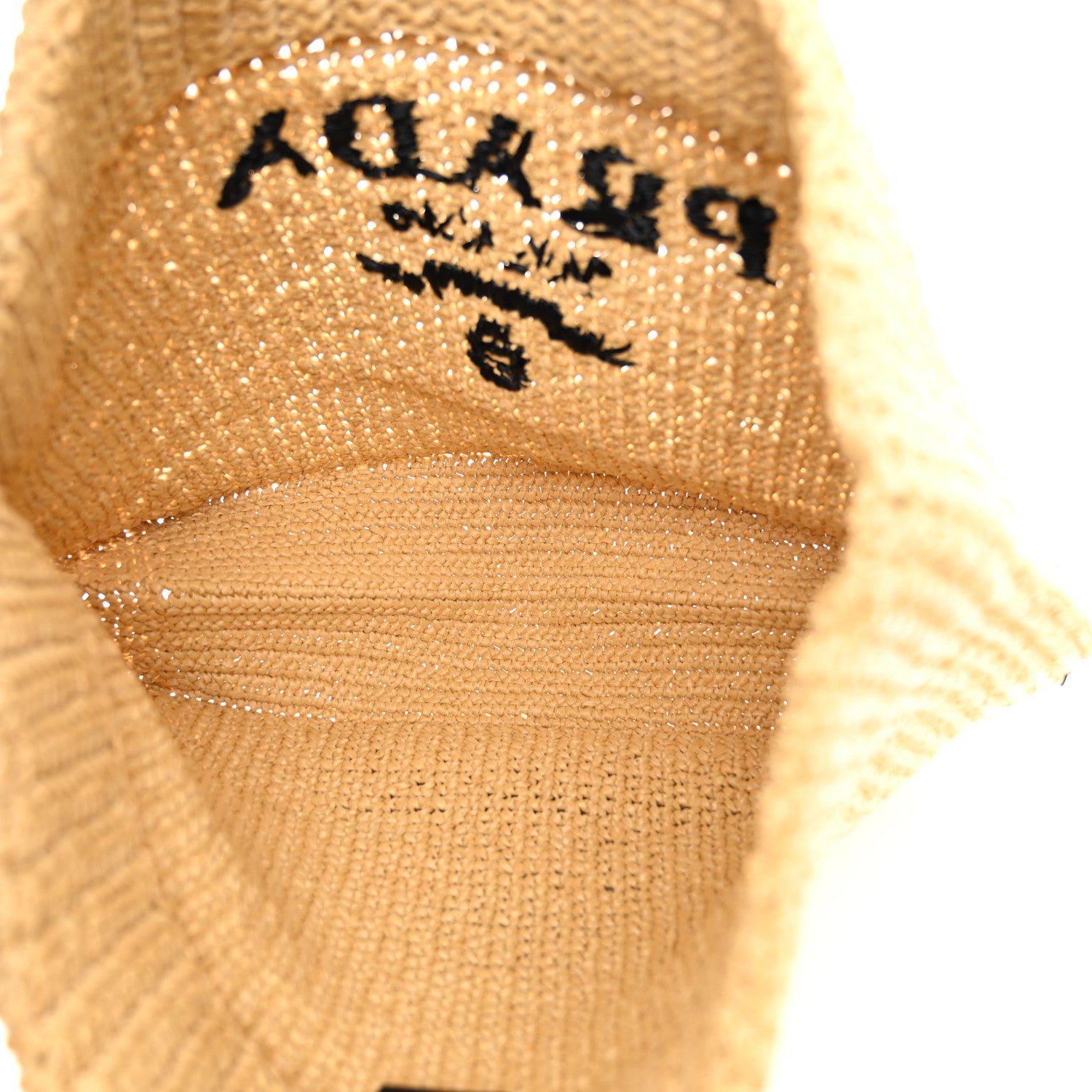 Prada Yarn Raffia Effect Crochet Embroidered Logo Tote Naturale 5 of 9