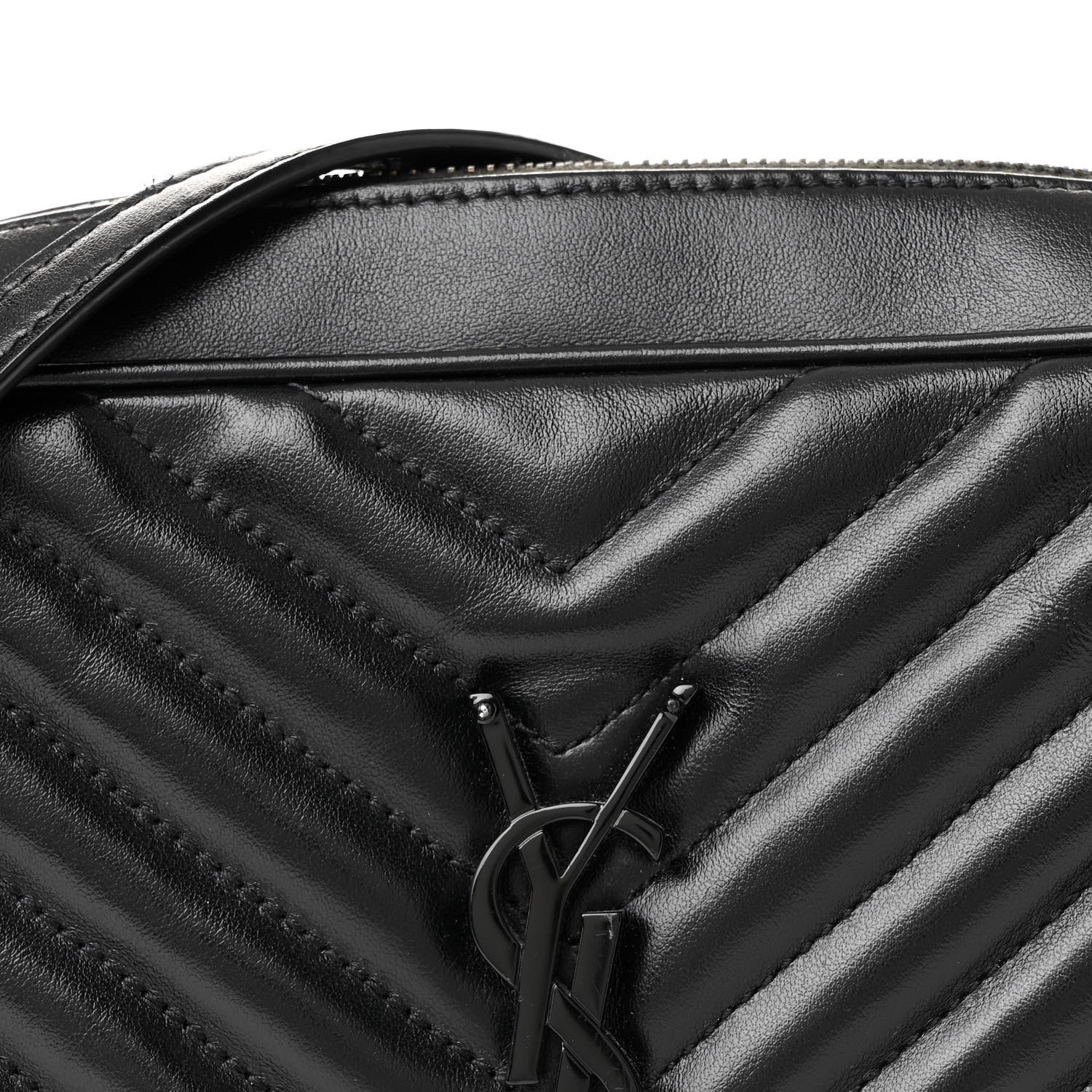 Saint Laurent Calfskin Matelasse Monogram Monochrome Lou Camera Bag Black 8 of 11