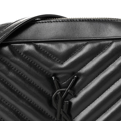 Saint Laurent Calfskin Matelasse Monogram Monochrome Lou Camera Bag Black 8 of 11