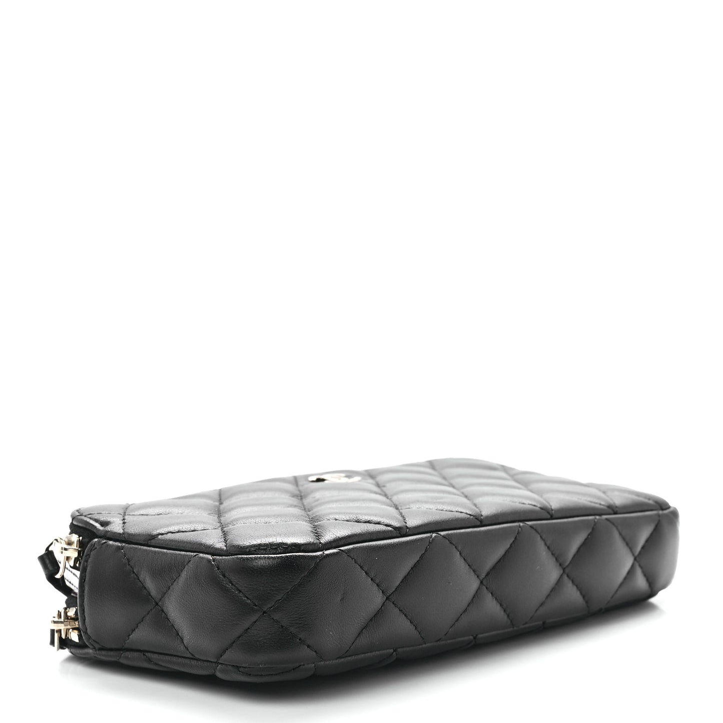 Lambskin Quilted Small Clutch With Chain Black