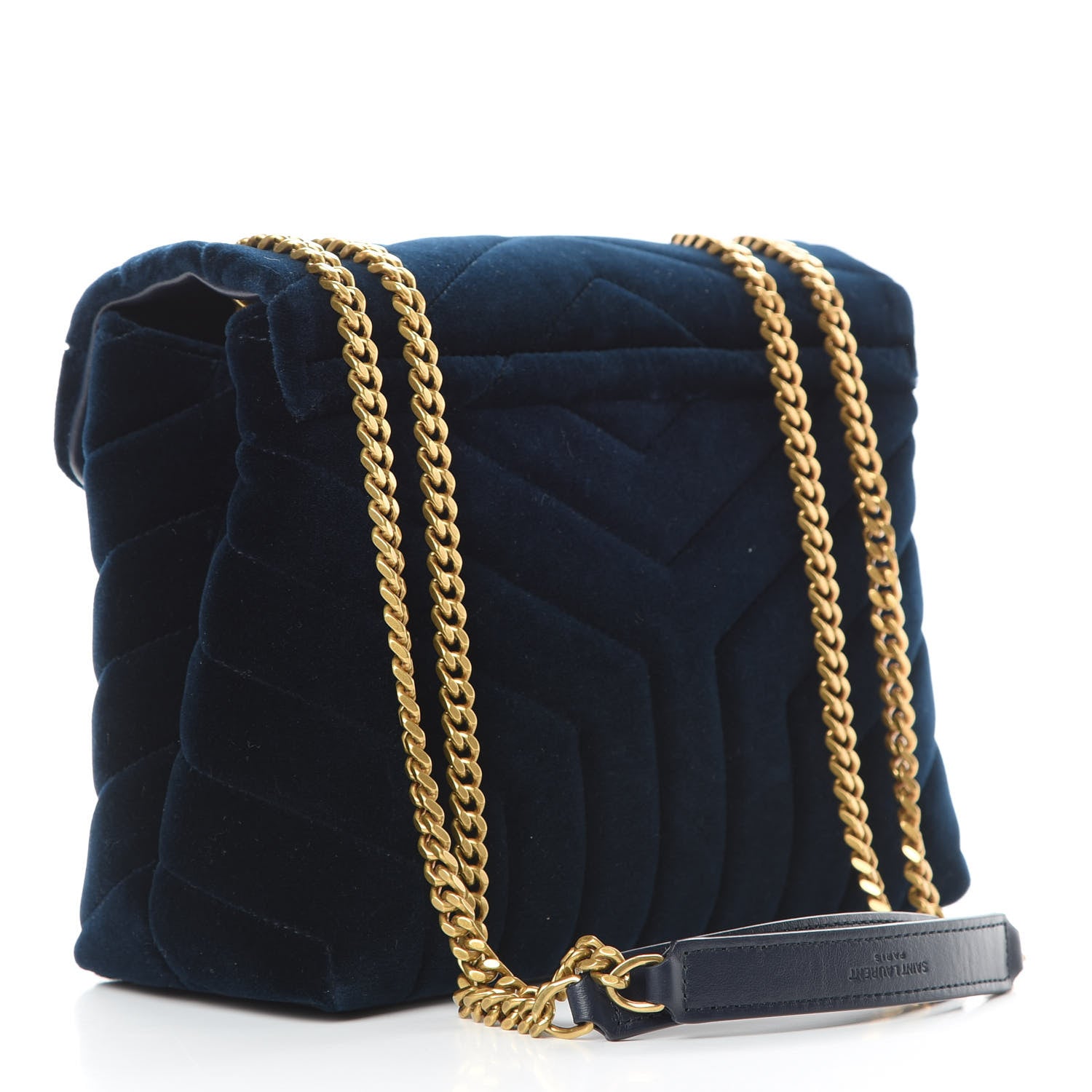 Saint Laurent Velvet Y Quilted Monogram Small Loulou Chain Satchel Medium Blue 3 of 10
