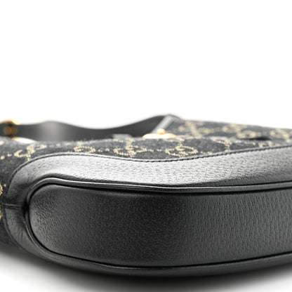 Gucci Jacquard Denim GG Monogram Small Jackie 1961 Hobo Black Ivory 9 of 10