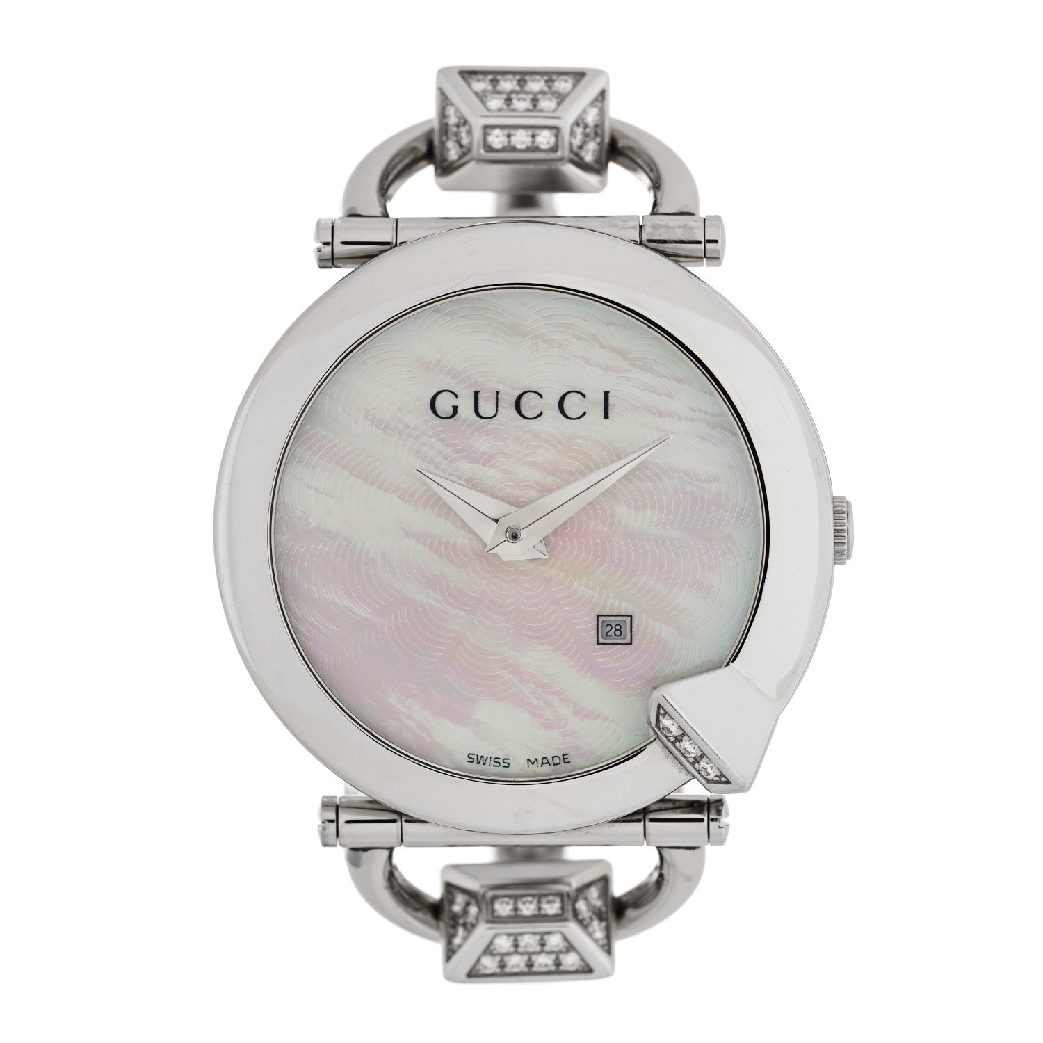 Gucci Stainless Steel Diamond Mother of Pearl 35mm Chiodo Quartz Watch 1 of 5