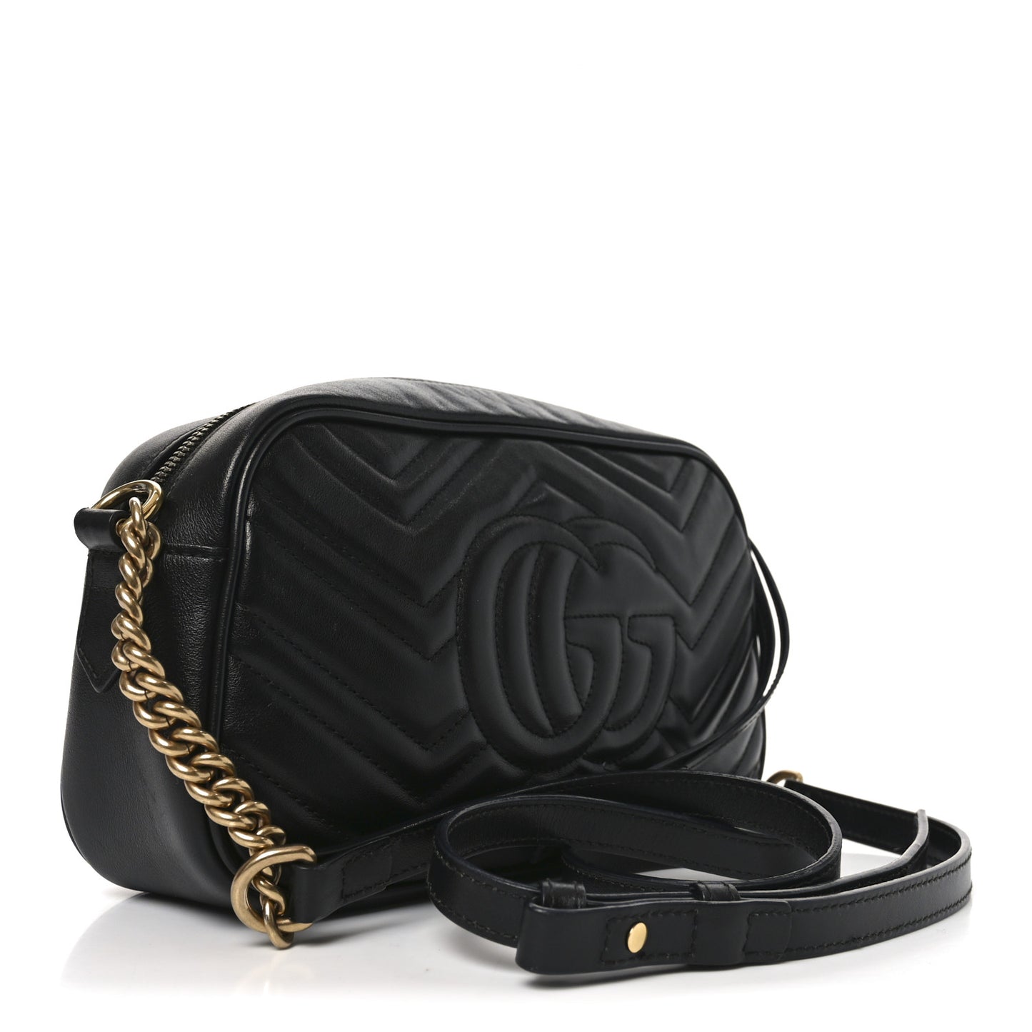 Calfskin Matelasse Small GG Marmont Chain Shoulder Bag Black