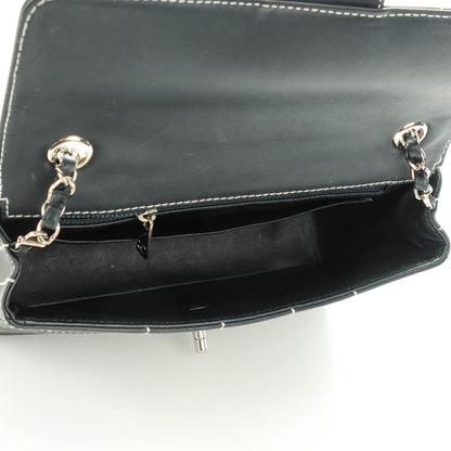 Chanel Calfskin Contrast Stitched Medium Single Flap Navy Blue 6 of 8