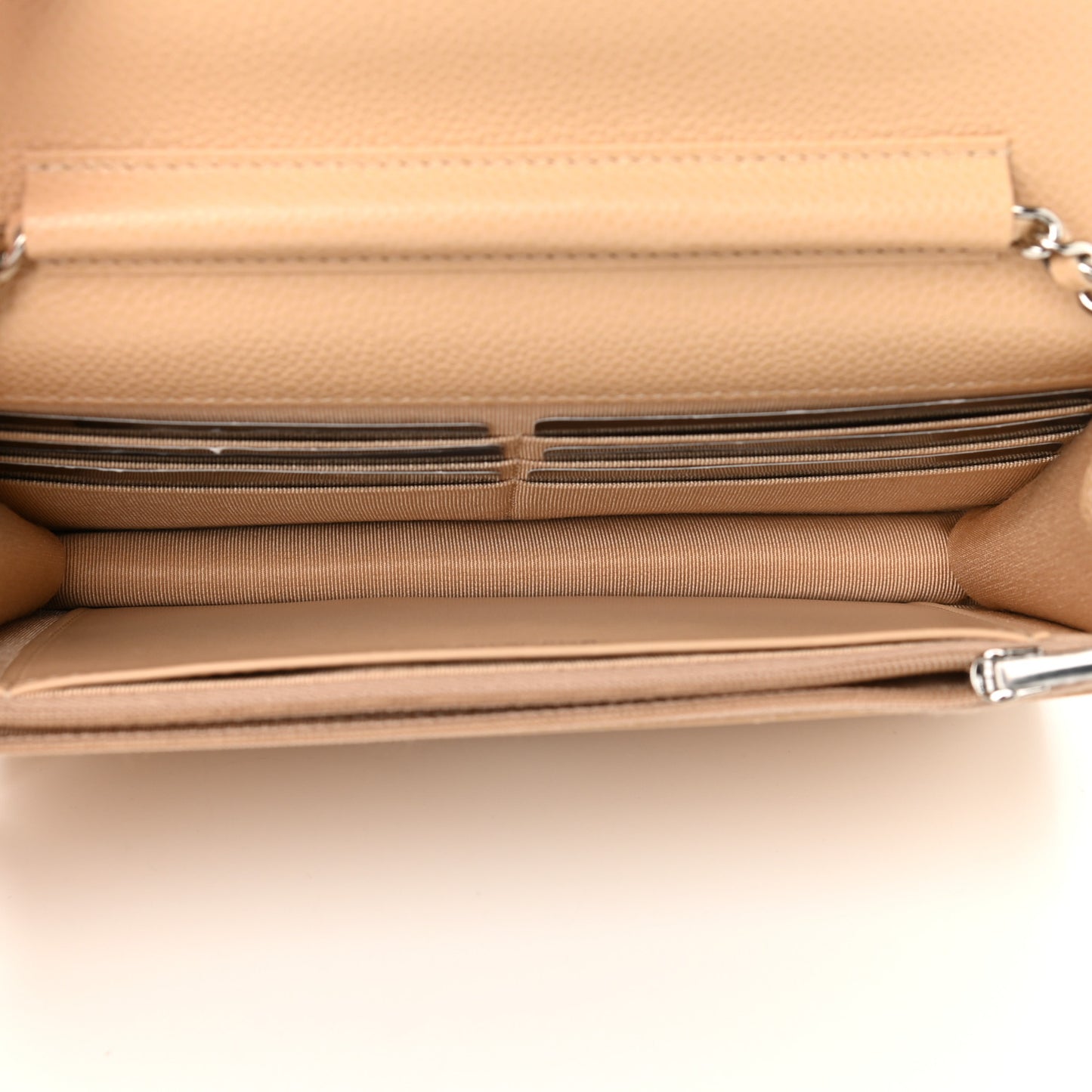 Caviar Quilted Wallet On Chain WOC Beige