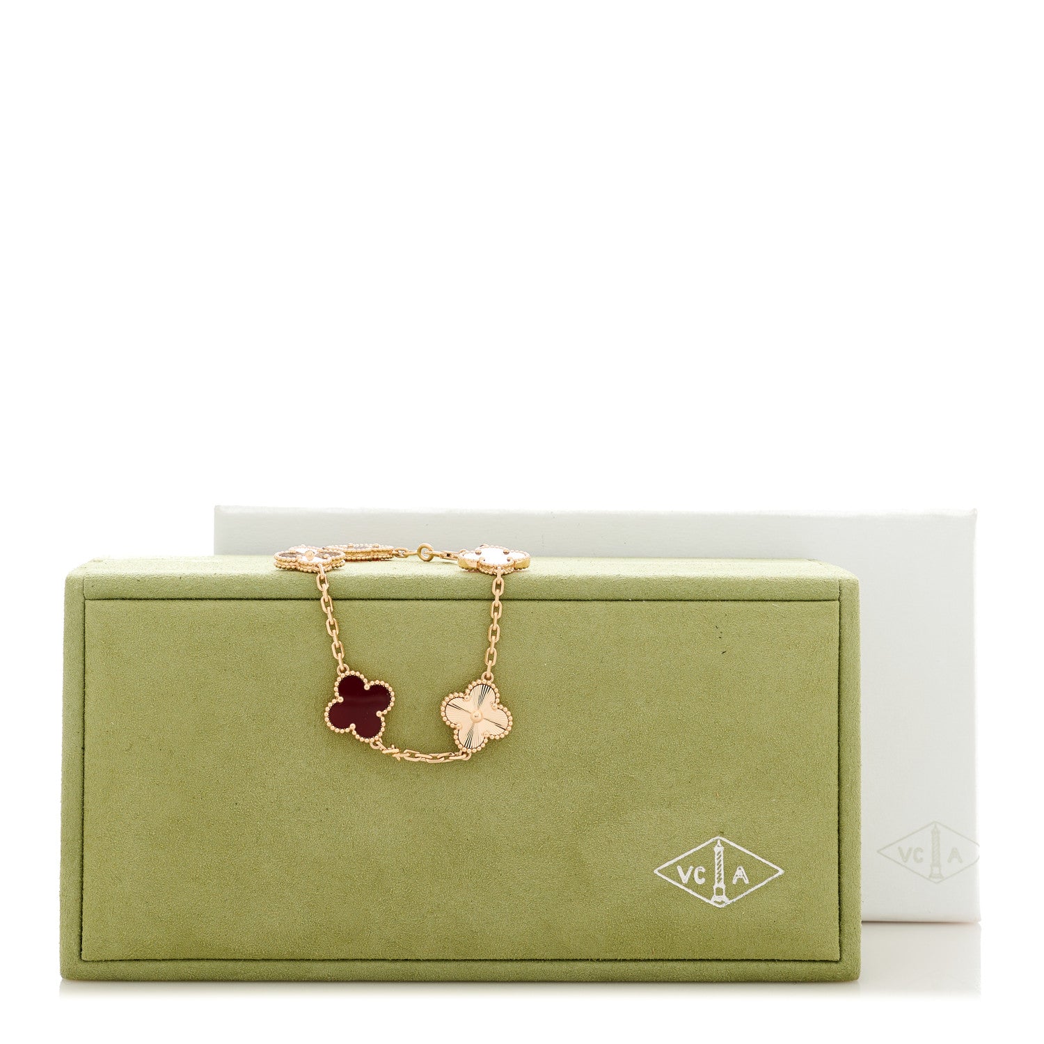 Van Cleef & Arpels 18K Rose Gold Carnelian 5 Motifs Guilloche Vintage Alhambra Bracelet 5 of 5