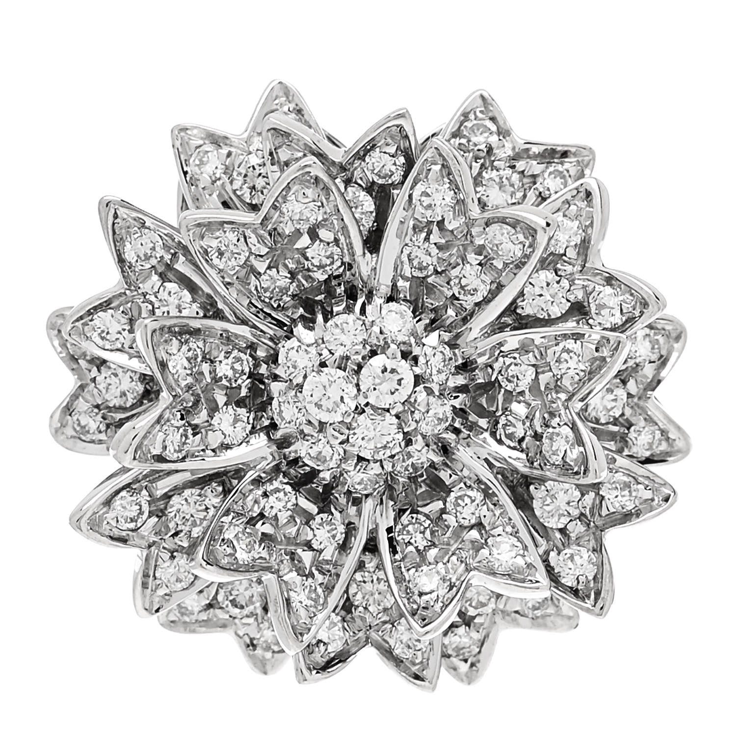 Parker & West by FASHIONPHILE 18K White Gold Diamond 1.10ctw Flower Ring 50 5.25 1 of 11