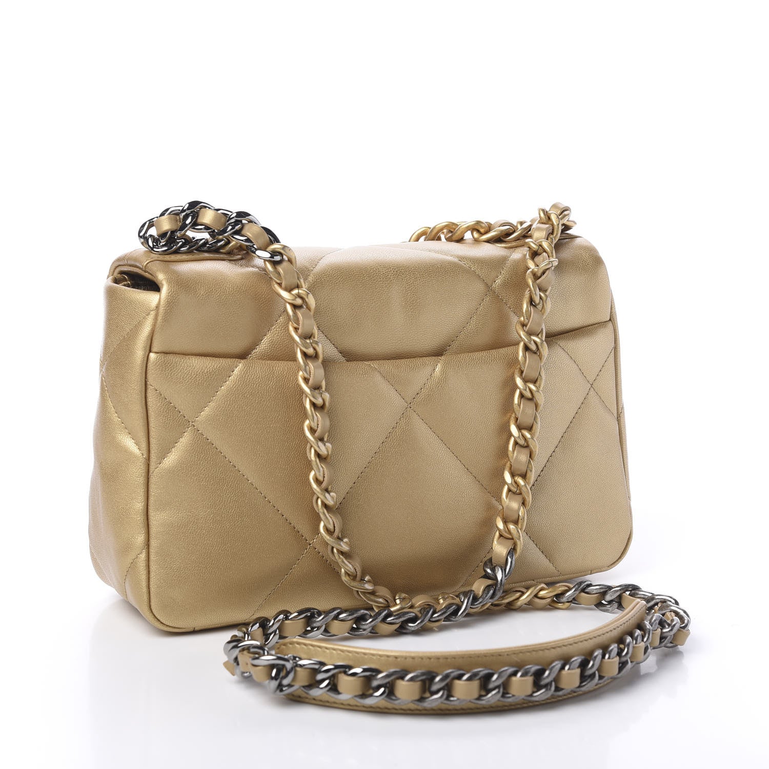 Chanel Metallic Goatskin Quilted Medium 19 Flap Gold 2 of 10