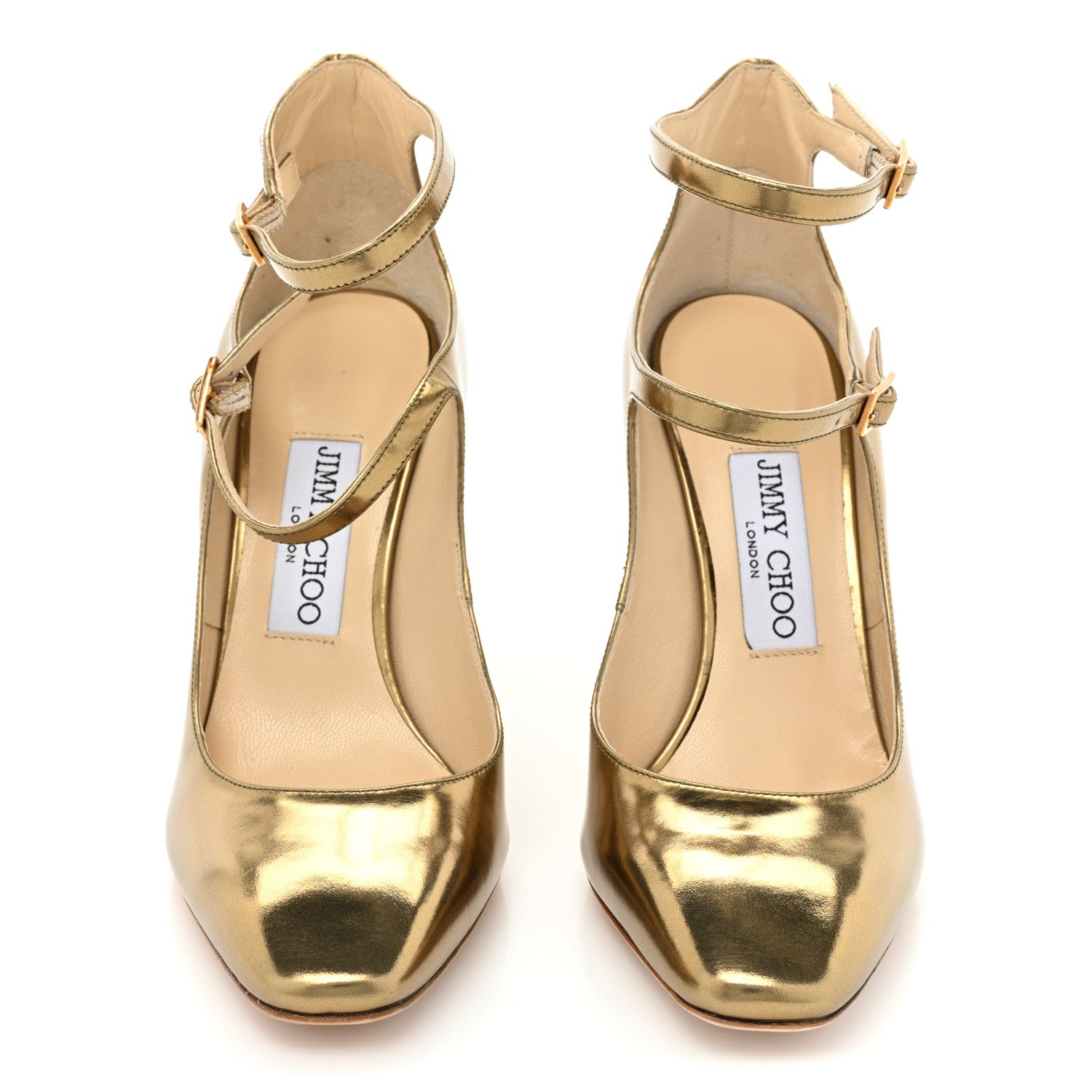 Jimmy Choo Mirror Calfskin Marlowe Pumps 36.5 Light Honey 2 of 12