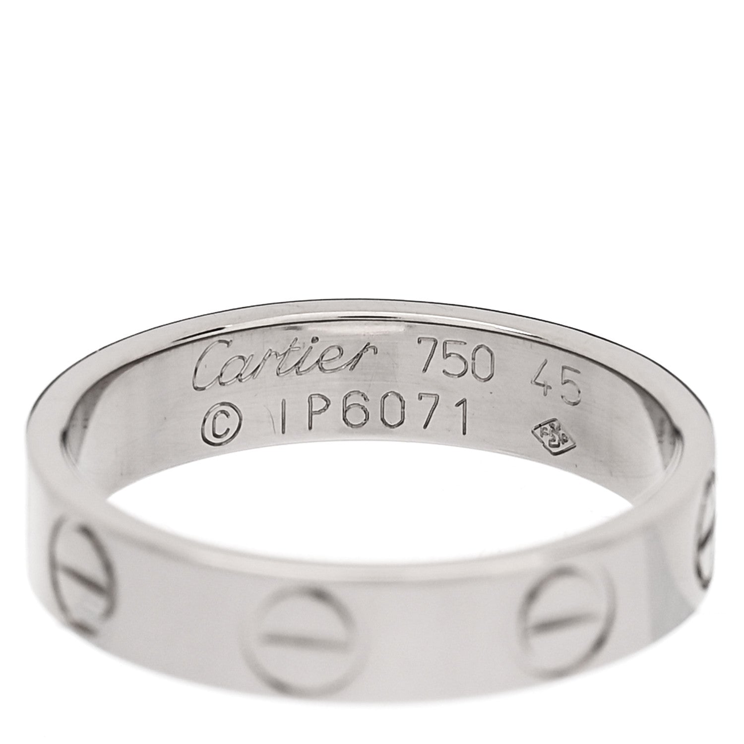 Cartier 18K White Gold 3.5mm LOVE Wedding Band Ring 45 3.25 4 of 4