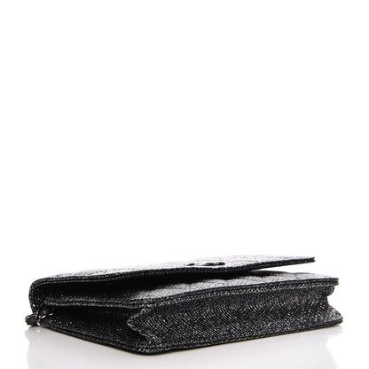 Chanel Glitter Calfskin Quilted Wallet on Chain WOC Black Silver 4 of 9
