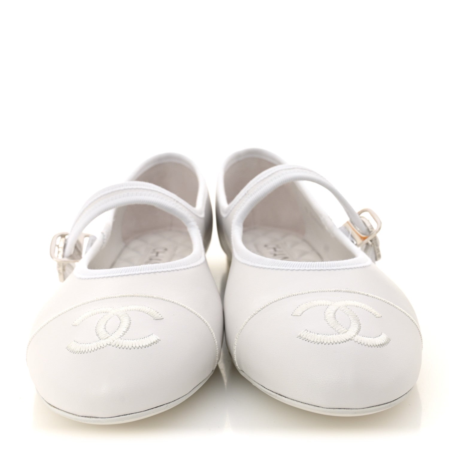 Chanel Lambskin Mary Jane Flats 39.5 White 3 of 9