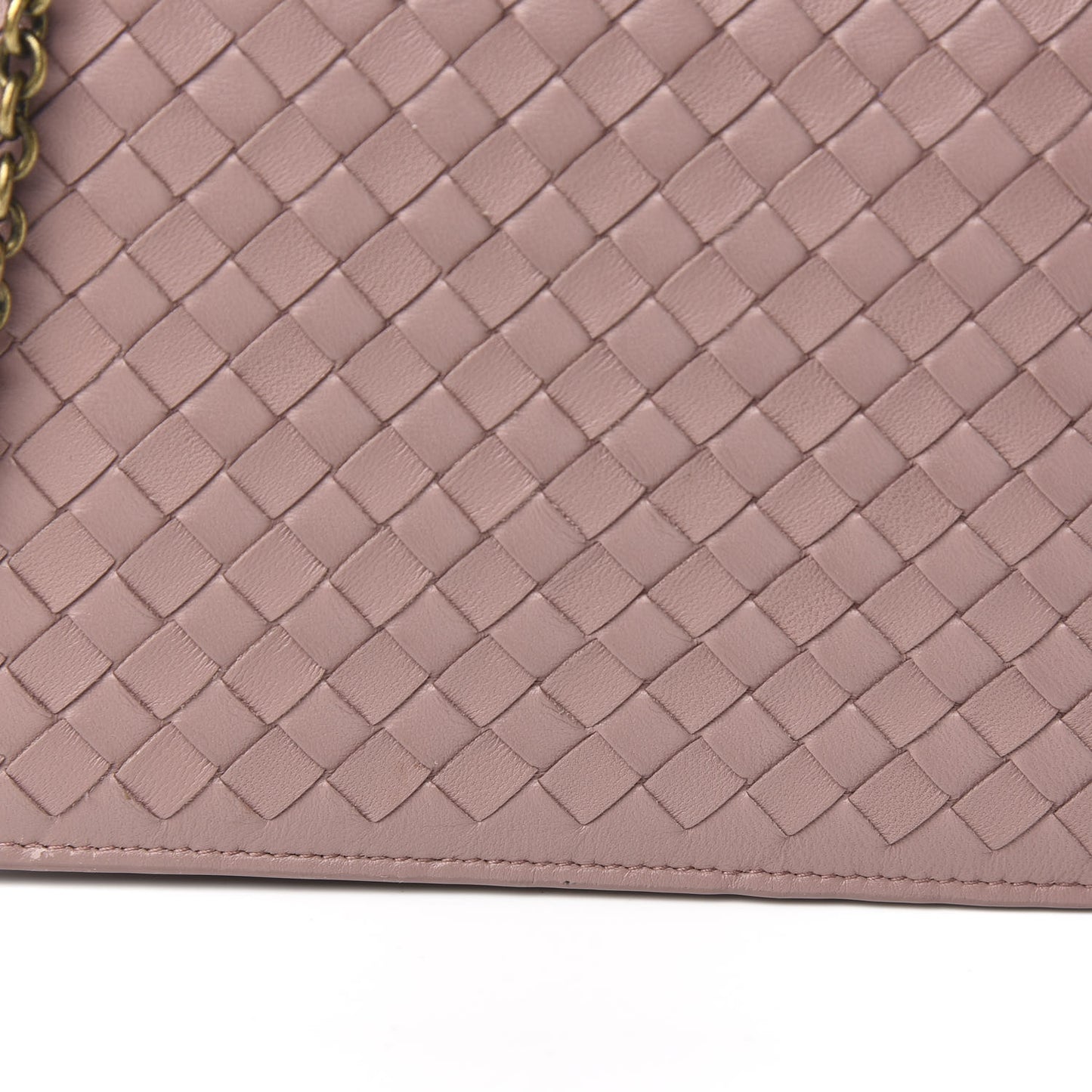 Nappa Intrecciato Chain Wallet Deco Rose