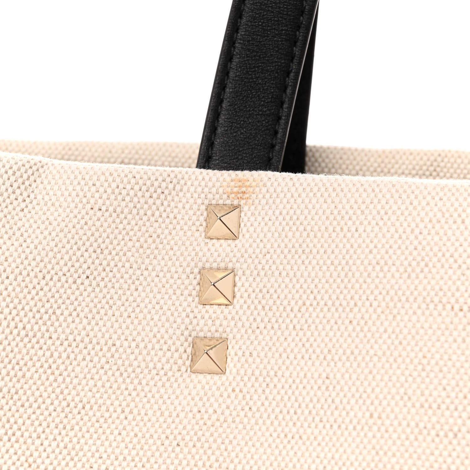 Valentino Garavani Canvas Calfskin VLTN Print Small Rockstud Tote Naturale Black 11 of 11