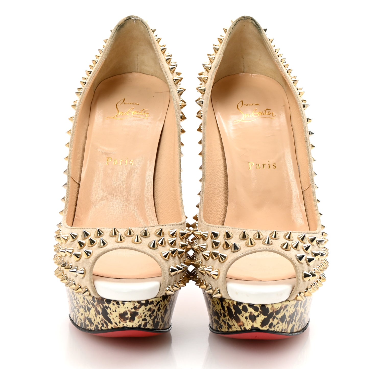 Veau Velours Patent Lady Peep Spikes 150 Pumps 40 Stone