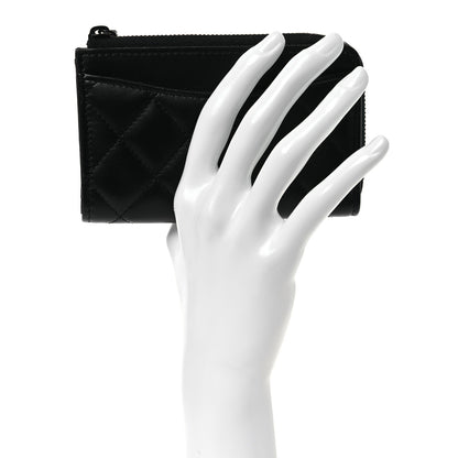 Chanel Pearly Lambskin Quilted Zip Card Holder So Black 2 of 8