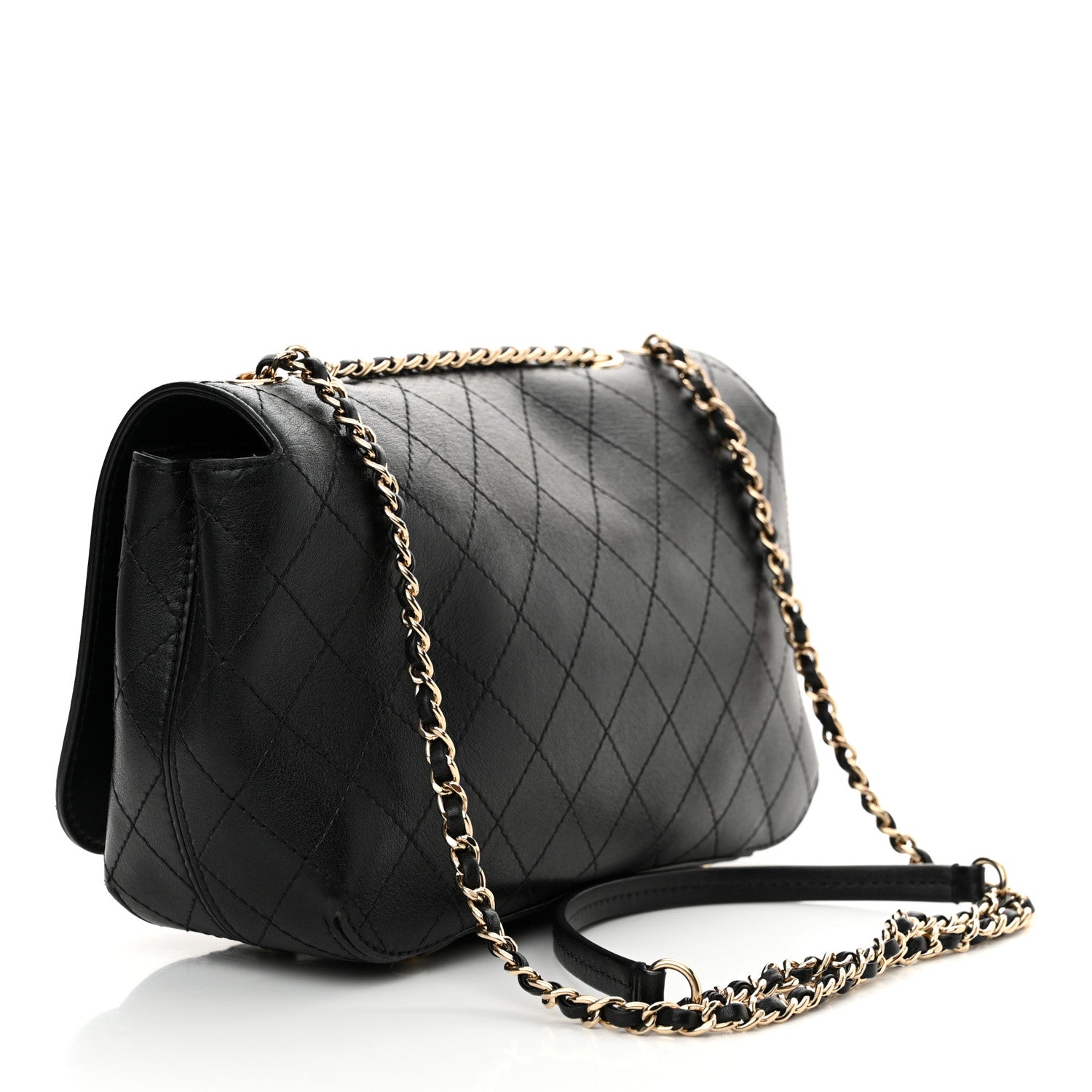 Chanel Calfskin Stitched Medium Covered CC Flap Bag Black 3 of 12