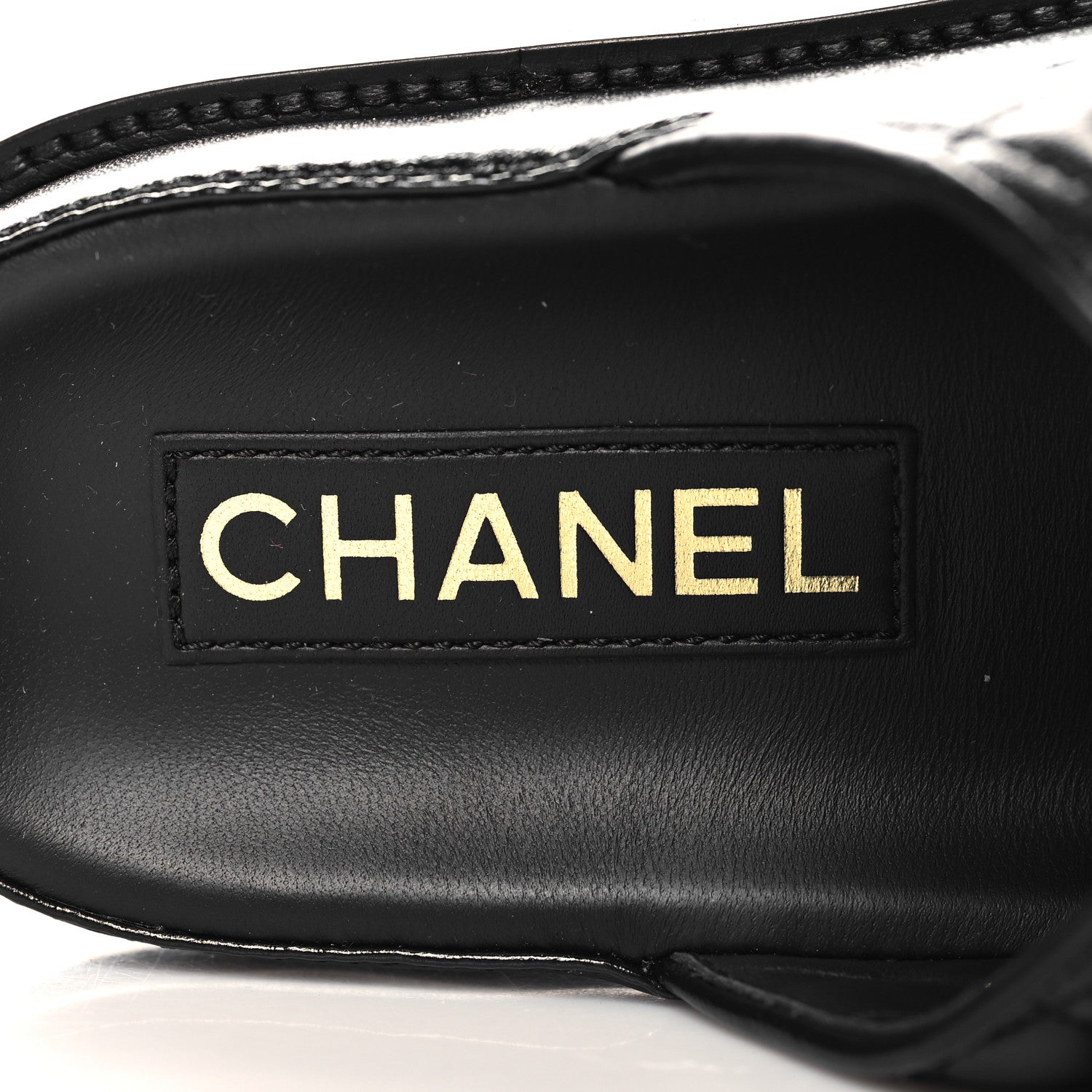 Chanel Lambskin Quilted Velcro Dad Chain CC Slide Sandals 37 Black 9 of 9