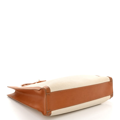 Celine Canvas Calfskin Logo Print Vertical Cabas Natural Tan 4 of 14