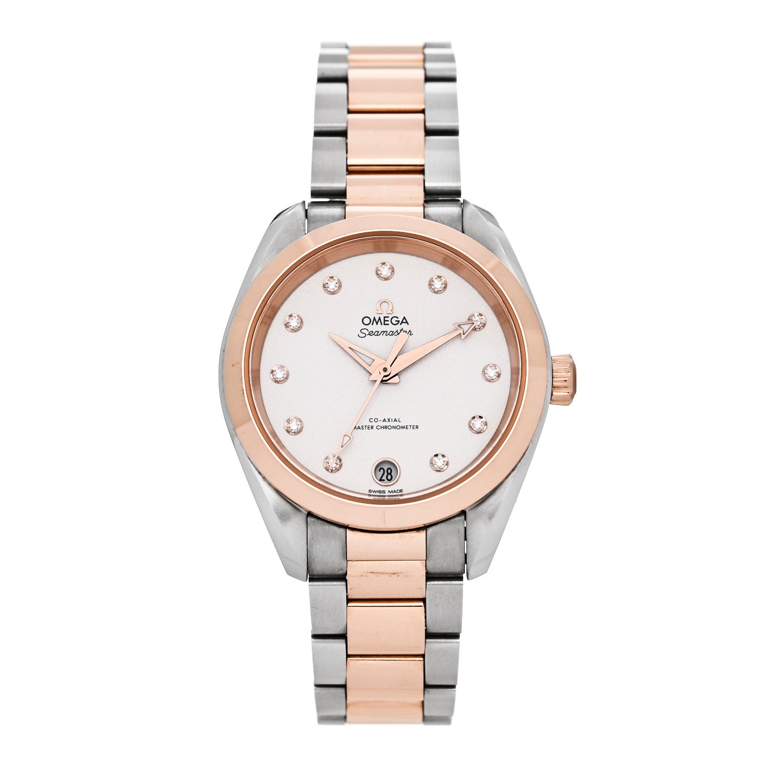 Omega Stainless Steel 18K Sedna Gold Diamond 34mm Seamaster Aqua Terra Co-Axial Automatic Watch Silver 220.20.34.20.52.001 1 of 5