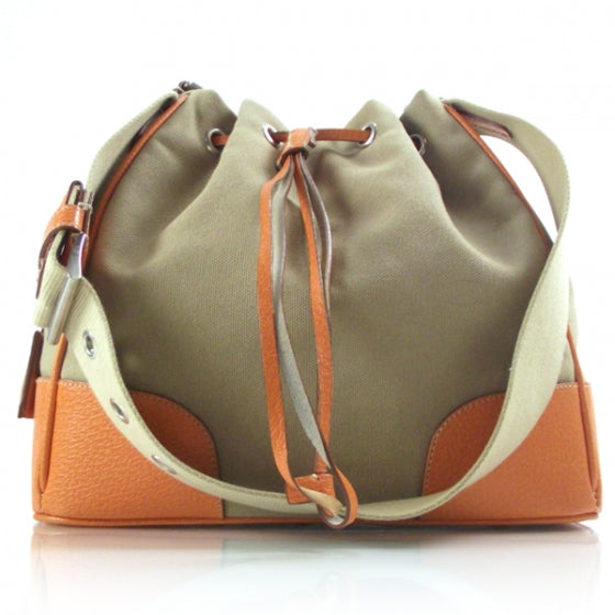 Canvas Leather Drawstring Tote