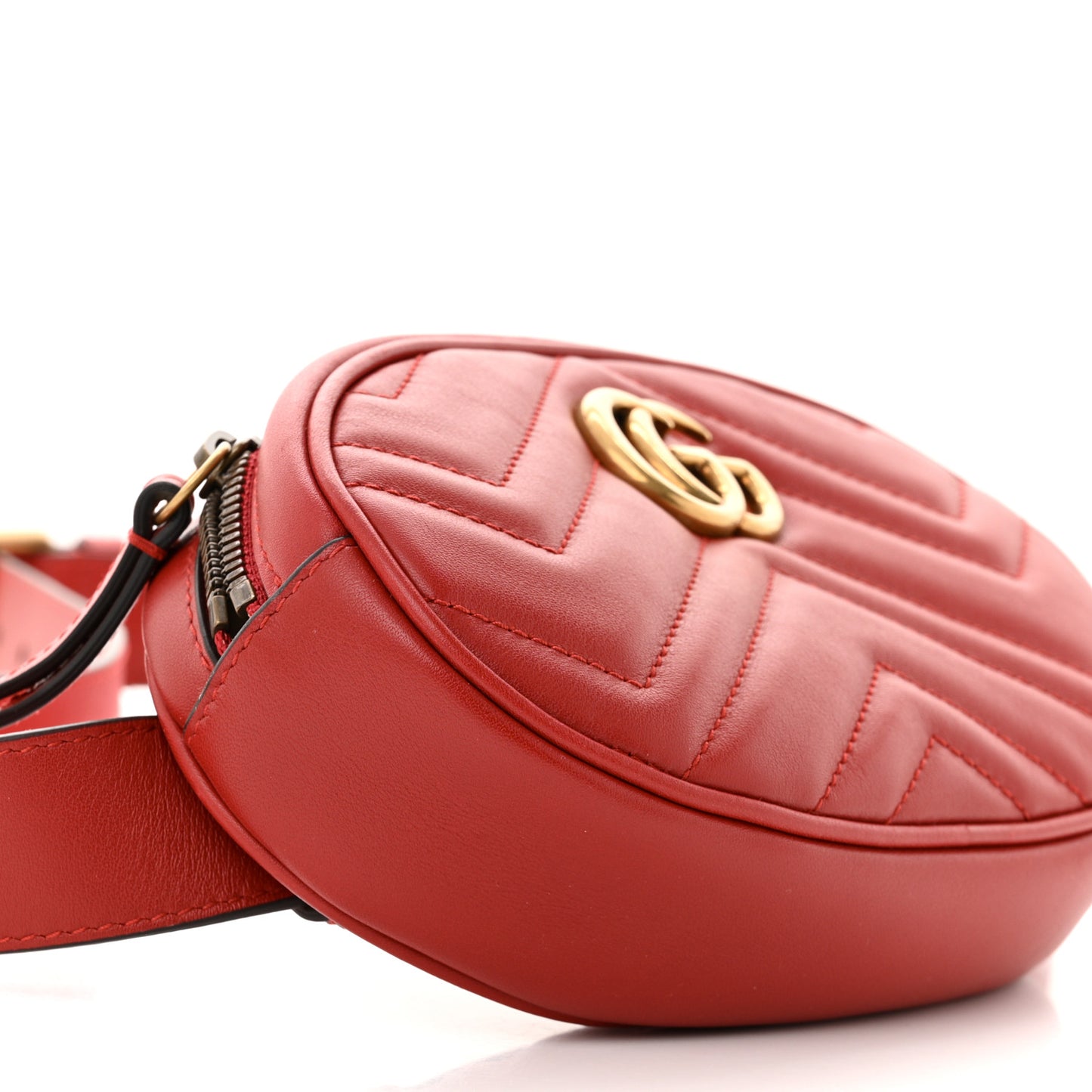 Calfskin Matelasse GG Marmont Belt Bag 85 34 Hibiscus Red