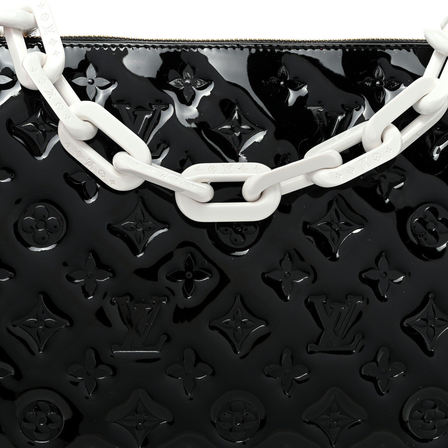 Louis Vuitton Patent Embossed Monogram Lambskin Coussin MM Black Red 9 of 11