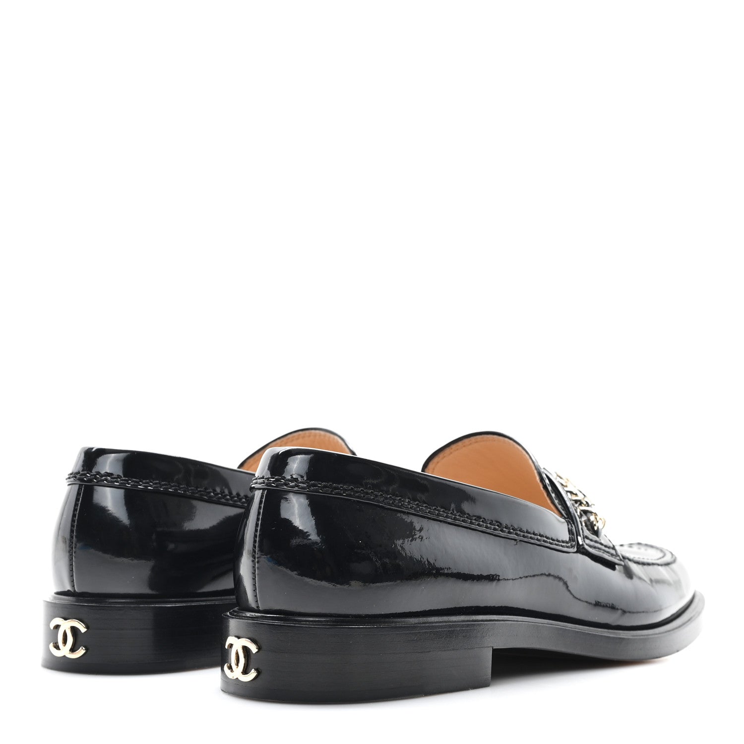 Chanel Shiny Calfskin Logo Loafers 39.5 Black 5 of 10