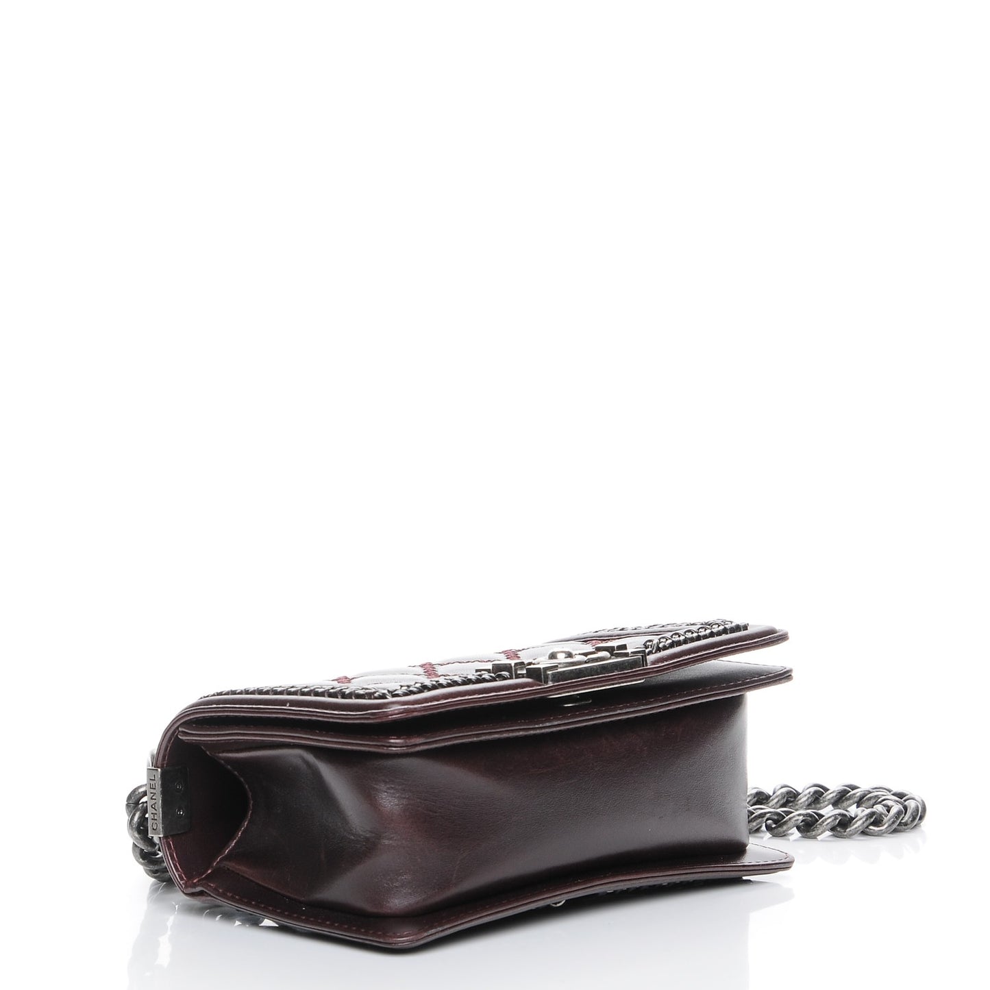 Goatskin Quilted Small Boy Handle Flap Burgundy