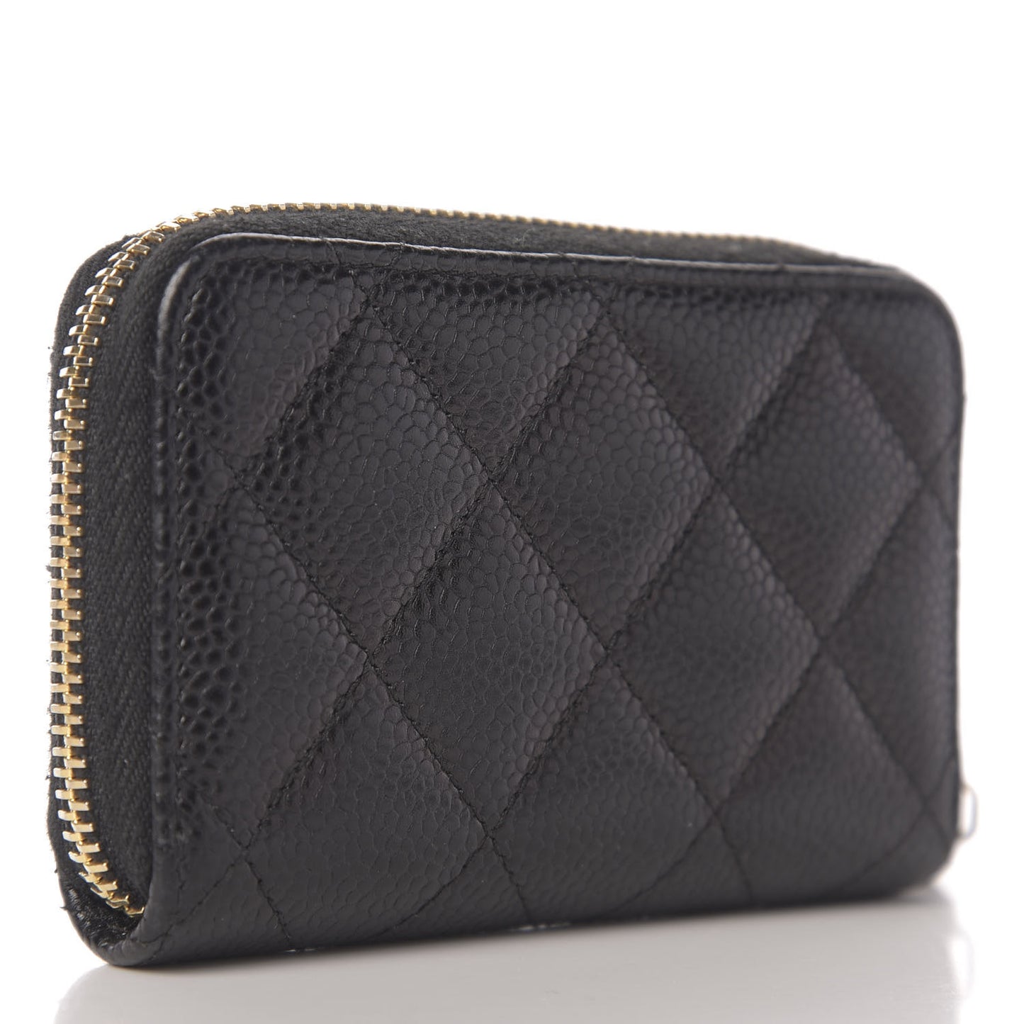 Caviar Quilted Zip Coin Purse Black