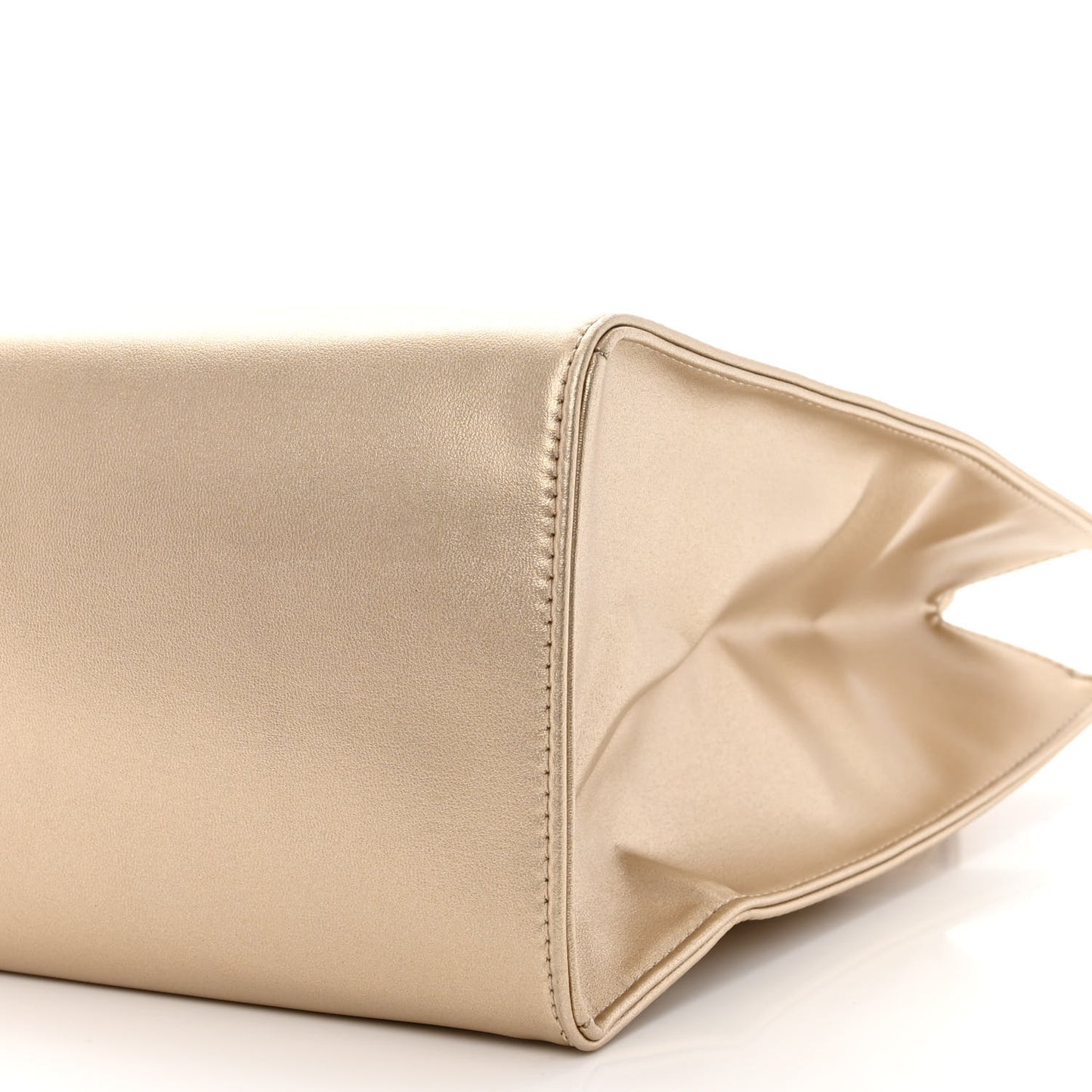 Metallic Vegan Leather Medium Shopping Bag Gold